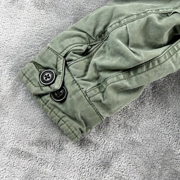 Gap Baby Kids unisex Hooded Zip/ Button Up Army Jacket Size 4 Army Green - Picture 8 of 9